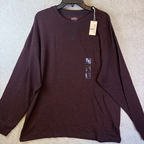 RedHead Other - RedHead Tower Rock Crew Shirt Mens XL Burgundy Black Long Sleeve Waffle Knit NEW